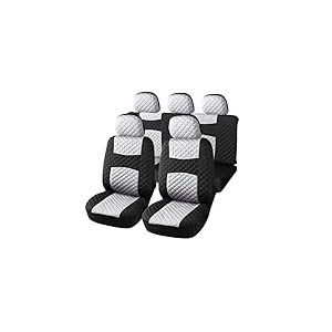 Auto Accessori Lupex - A20 Housses de si&egrave;ge Auto universelles Blanc Noir Ensemble de Housses de Protection pour si&egrave;ges Avant et arri&egrave;re, Dossier arri&egrave;re avec 2 Fermetures &eacute;clair, Pas de SUV