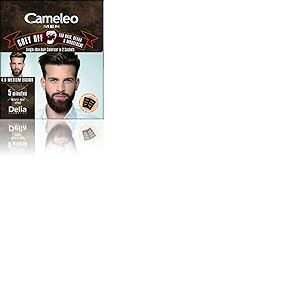 Cameleo - Crème de couleur pour hommes - MARRON MOYEN - Colorisateur à usage unique Grey OFF en 2 sachets - pour cheveux, barbe et moustache - Application facile en 5 min - Effet de couleur naturelle - 0% parabènes