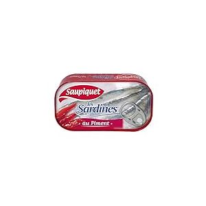 SAUPIQUET - Sardines Entières au Piment - Huile de Tournesol - Naturellement riches en Oméga 3 et en Calcium - 12 Conserves (120 g)