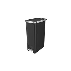 EKO Hana Poubelle de cuisine à pédale avec roulettes intégrées pour cuisine et usage domestique Noir 45 l