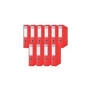 DONAU Lot de 10 Classeurs de Bureau/Fins Format A4 7,5 cm avec Couverture en Plastique PP/Carton/Rouge/Classeurs &agrave; Anneaux en D