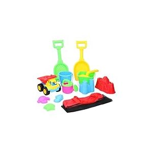 Eddy Toys Jouet de Plage pour Enfant 13 pi&egrave;ces avec Sac - Jouet de Sable pour Enfants - Seau Pelle Camion - Moules de Sable - Jeu de Plage - Jouet d'eau d'&eacute;t&eacute; - Kit de Jeu avec Sac