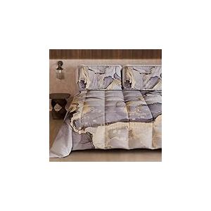 PETTI Artigiani Italiani - Couette Une Place et demie d'hiver, Couette Une Place et demie, Couette Double Face Couleur Unie et Impression num&eacute;rique marbre Gris fonc&eacute;, fabriqu&eacute;e en Italie