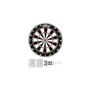 VEVOR Cible de fléchettes, 450 mm, Planche à fléchettes Professionnelle en Fibre de sisal Auto-réparatrice avec œil de bœuf sans agrafes, Fil de Lame et Anneau Rotatif, pour Salle de Jeux à Domicile