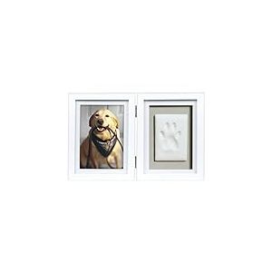Pearhead Pet Pawprints Desk Picture Frame and Imprint Kit, No Mess Pet Paw Print Frame, Keepsake Memorial Dog and Cat Frame, Clay Pawprint, White