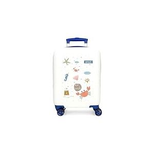 Enso Mr Crab Valise Cabine Blanche 33 x 50 x 20 cm Rigide ABS 33 L 2 kg 4 Roues Doubles Bagage Main, Blanc, Valise Cabine