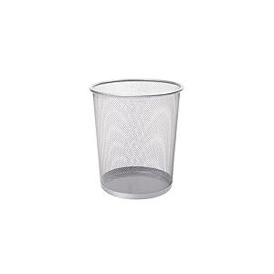 KEPLIN Poubelle ronde – 1 lot de poubelles en maille antidérapante argentée | Corbeille à papier | Poubelle à papier en métal robuste pour maison, chambre, bureau, salle de bain, salon, cuisine