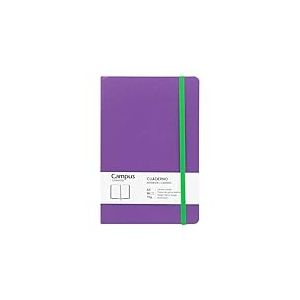 Campus - Carnet de Notes A5, Bullet Journal à Feuilles Unies, Carnet à Couverture Rigide, Carnet Violet 96 Feuilles de 75g, Fermeture Élastique, Pochette et Marque-Page (A5, Uni, Violet)