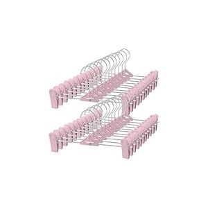 Lot de 50 cintres &agrave; Pantalons avec Clips en Plastique empilables pour Jupe pour Femme, Gain de Place (Rose, 30 pi&egrave;ces)
