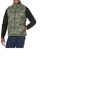 Amazon Essentials Doudoune Isolante Doubl&eacute;e en Polaire d&rsquo;&Eacute;paisseur Moyenne Homme, Vert Uniforme Camouflage, XXL