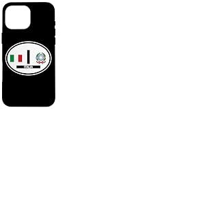 Autocollant ovale pour voiture avec drapeau et blason Italie Coque pour iPhone 16 Pro Max