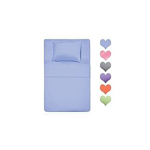 Best Season Parure de lit 3 pi&egrave;ces en Coton 400 Fils au Pouce carr&eacute;, 100% Coton, avec Poche Profonde pour jusqu'&agrave; 40,6 cm (Bleu Layette)