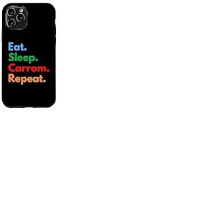 Eat Sleep Carrom Repeat pour Les Joueurs et Les Amateurs de Carrom Coque pour iPhone 11 Pro