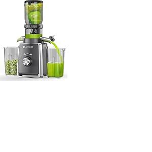 AMZCHEF Extracteur de jus avec 2 filtres brevet&eacute;s NON obstruants pour les fruits et l&eacute;gumes mous et durs avec un rendement &eacute;lev&eacute; en jus - Extracteur de jus 250 W &agrave; grande ouverture de 103 mm - Gris