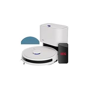 AEG Robot aspirateur avec Fonction de Balayage, WiFi, Navigation LiDAR, Station de vidange Automatique, Puissance d'aspiration 4000 Pa, Batterie 14,4 V, jusqu'à 175 Min d'autonomie, jusqu'à 140 m²