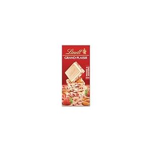 Lindt - Tablette GRAND PLAISIR Blanc Fraises et Amandes - Chocolat Blanc, 150g