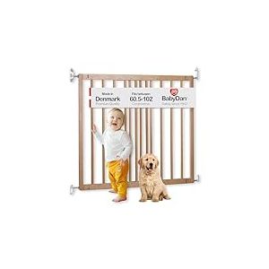 BabyDan Odense, 60,5-102 cm, Barrière d'escalier extensible/Barrière pour bébé/Barrière de sécurité, Bois, Fabriqué au Danemark - (Barrière pour animaux/Barrière pour chien)