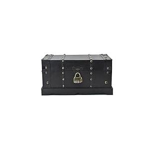 Coffre de rangement en bois de style ancien avec serrure pour décoration de maison, Saint Valentin, fête des mères, anniversaire (noir antique)