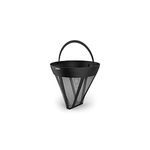 Xavax Filtre &agrave; Caf&eacute; R&eacute;utilisable pour Cafeti&egrave;re, Taille 4, Filtre Permanent pour Machine &agrave; Caf&eacute;, Filet Acier Inoxydable, Anse, va au Lave Vaisselle, 4 &agrave; 8 Tasses, Remplace les filtres papier jetables