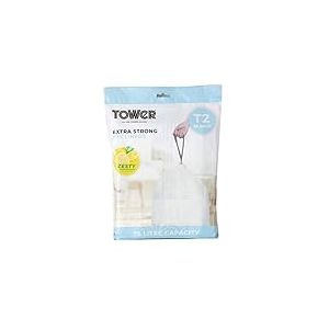 Tower T878001 Lot de 20 sacs poubelle r&eacute;sistants parfum&eacute;s au citron Blanc 75 l