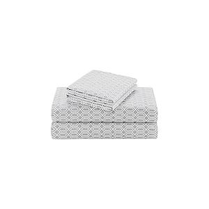 Comfort Spaces Parure de lit 100 % coton respirant, léger, doux avec poche élastique de 35,6 cm, convient aux matelas jusqu'à 40,6 cm, literie confortable toutes saisons, taie d'oreiller assortie, taupe diamant complet 4 pièces