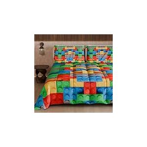 PETTI Artigiani Italiani - Couette d'hiver pour lit Simple, Couette Double Face, Couleur Unie et Impression num&eacute;rique Briques, fabriqu&eacute;e en Italie