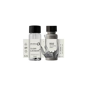 SD COLORS Peinture de retouche gris sélénite 992/7992-15 ML - Pour réparer les rayures - Code couleur 992/7992 - Gris sélénite (peinture + vernis)
