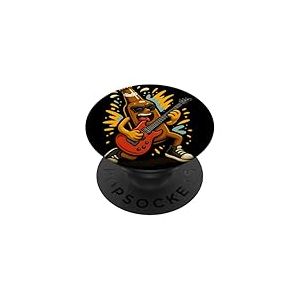 Bouteille drôle avec lunettes de soleil et costume de guitare électrique PopSockets PopGrip Adhésif
