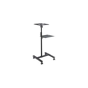 PureMounts PM-PCART-10 - chariot / table de projection inclinable pour projecteur, réglable en souplesse (950 mm à 1450 mm), roulettes verrouillables, capacité de charge 10 kg, couleur noir