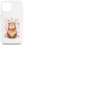 Adorable Capybara Croquette Rose n&oelig;ud &eacute;toiles Enfants Filles Filles Filles Coque pour iPhone 13