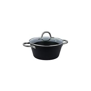 axentia 135659 Casserole forgée avec couvercle en verre Noir Ø env. 24 cm