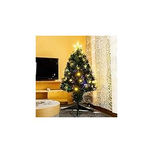 Sapin de Noël en Fibre Optique de 120 cm, éclairage Blanc Chaud, Basse Tension, idéal pour Les décorations de Noël