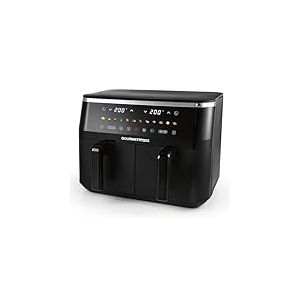 Friteuse &agrave; air chaud &agrave; double chambre GOURMETmaxx - 2 x 4,5 L |Friteuse avec &eacute;cran tactile LED, ic&ocirc;nes couleur | Friteuse &agrave; air chaud 2 chambres avec 12 programmes