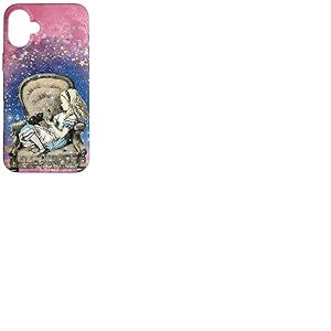 Alice au Pays des Merveilles Grande Chaise Chat Vintage Illustration Rose Coque pour iPhone 16 Plus