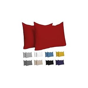 Dreamzie Taie Oreiller 50 x 70 cm Coton (Lot de 2) 100% Coton Jersey 150 GSM -Rouge - Taie d'oreiller 50x70 cm- Housse de Coussin Résistant et Hypoallergénique pour Oreiller 50x70 cm