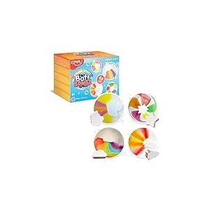 4 x Grand ensemble de bombes de bain à effet spécial, nuage arc-en-ciel, fusée, lune et étoiles, cadeau d'anniversaire idéal pour les enfant, jouet de bain Montessori, remplissage de sac de fête