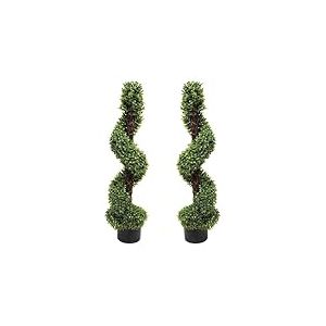 GreenBrokers Lot de 2 buis artificiels en Spirale topiaire (90 cm)