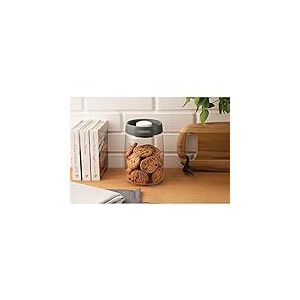 Tramontina Bocal en verre transparent - 1,2 l - Couvercle sous vide - Bo&icirc;te de conservation - Diam&egrave;tre : 10 cm - Hauteur : 17 cm - Passe au lave-vaisselle