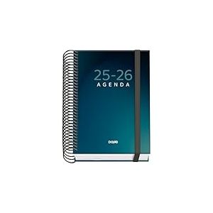 Dohe - Agenda Scolaire 2025 2026 - Jour Page, Taille A6 (12x17 cm), Espagnol et Anglais, Septembre à Juin, Reliure Spirale et Gomme, Couverture Rigide, 4 Pages de Stickers - PRIME Boreal