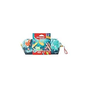Maped - Trousse en Tissu Lavable JUNGLE FEVER Early Age pour Enfants - Avec outils de coloriage - 12 Crayons de Couleur + 12 Feutres - D&egrave;s 2 ans