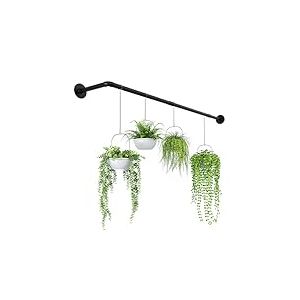 Bamworld Pot de Fleurs Suspendu en Forme de L pour Plantes d'intérieur - Support pour Plantes d'intérieur - Support Mural Flottant en métal Noir (Pot et Plante Non Inclus)