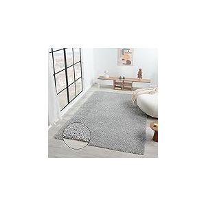 VIMODA Prime Tapis Shaggy Couleur Shaggy Poils Tapis Moderne pour Salon Chambre, Dimensions: 150 cm Carré - Gris, 140x200 cm