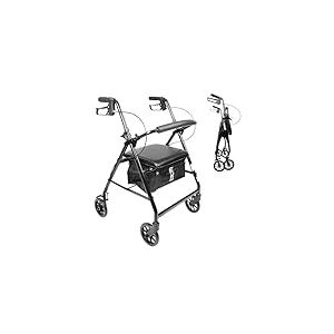 PEPE Mobility D&eacute;ambulateur 4 Roues Pliable L&eacute;ger avec Si&egrave;ge et Plateau, Rollator R&eacute;glable en Hauteur pour Personnes &Acirc;g&eacute;es, Int&eacute;rieur et Ext&eacute;rieur
