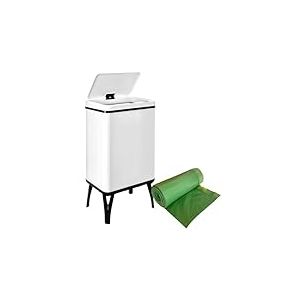 WELL HOME MOBILIARIO & DECORACIÓN Poubelle intelligente de 40 l, hauteur : 71,5 cm (x35,5 x 26), blanche avec rouleau de 30 sacs poubelle adaptés