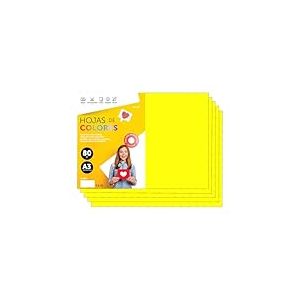 Papier A3 Couleur - Feuilles A3 80g Pour Imprimante Jet d'Encre et Laser, Ramette Papier Pour Loisirs Créatifs, Bricolage et Décoration M-office (500 feuilles, Jaune Fluo)