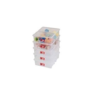 SUNDIS View Box, petites boîtes de rangement plastique avec couvercle, lot de 10, 5l, superposables et empilables, idéales pour les cosmétiques, bijoux, stylos, feutres, couture, perles