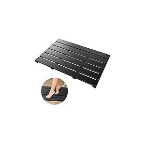 Tapis de Bain en Bambou, antidérapant et résistant à l’Eau, pour Un Usage à l’intérieur ou à l’extérieur (Noir)