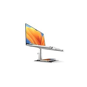 Twelve South HiRise Pro pour Ordinateurs Portables et MacBook | Support Ergonomique réglable en Hauteur avec Base de Chargement sans Fil MagSafe (Argent)