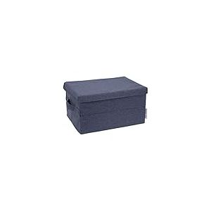 Bigso Box of Sweden Grande Caisse de Rangement avec Couvercle et poignée – boîte Rangement en Polyester et Carton Aspect Lin – boîte Pliable pour vêtements, couvertures, Jouets, etc. – Bleu (Bleu)