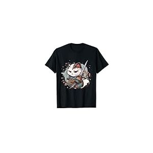 Katana Chat japonais Samouraï Ninja Style japonais T-Shirt